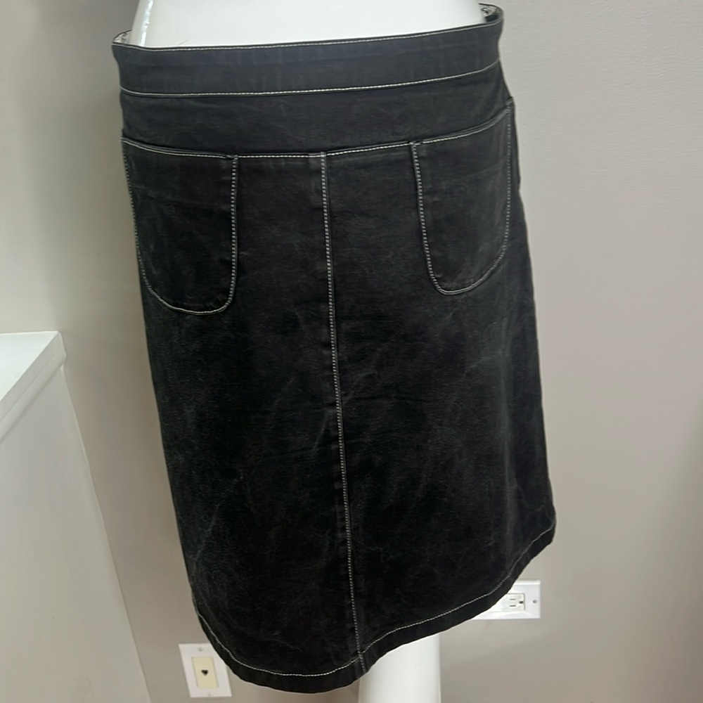 Chanel Sz 42 / US 12 Charcoal Black 100% Cotton Denim Skirt - Picture 6 of 13